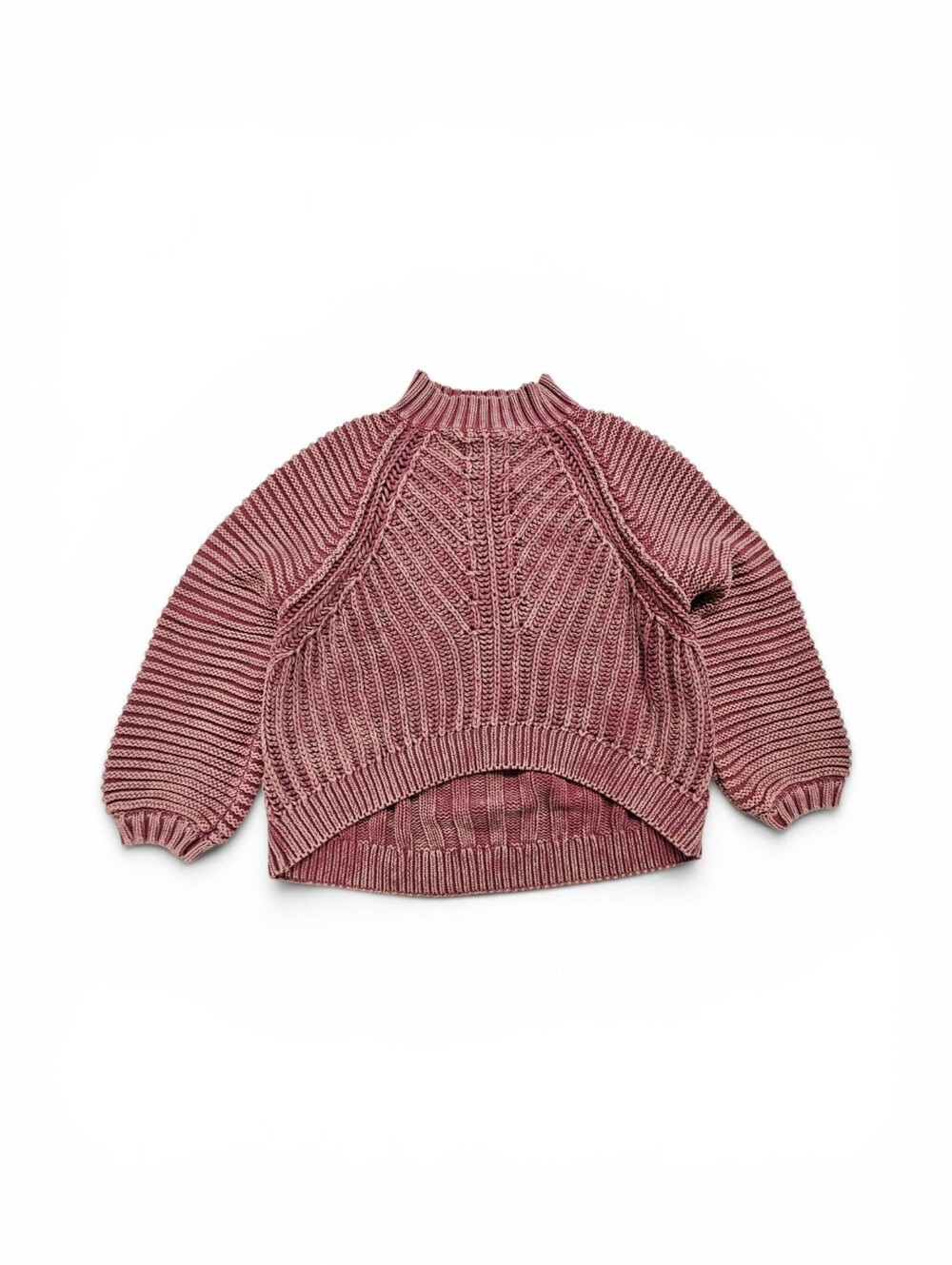 Free People Sweetheart Cable Knit Turtleneck Sweater In Rouge Combo Size Large - Picture 4 of 10